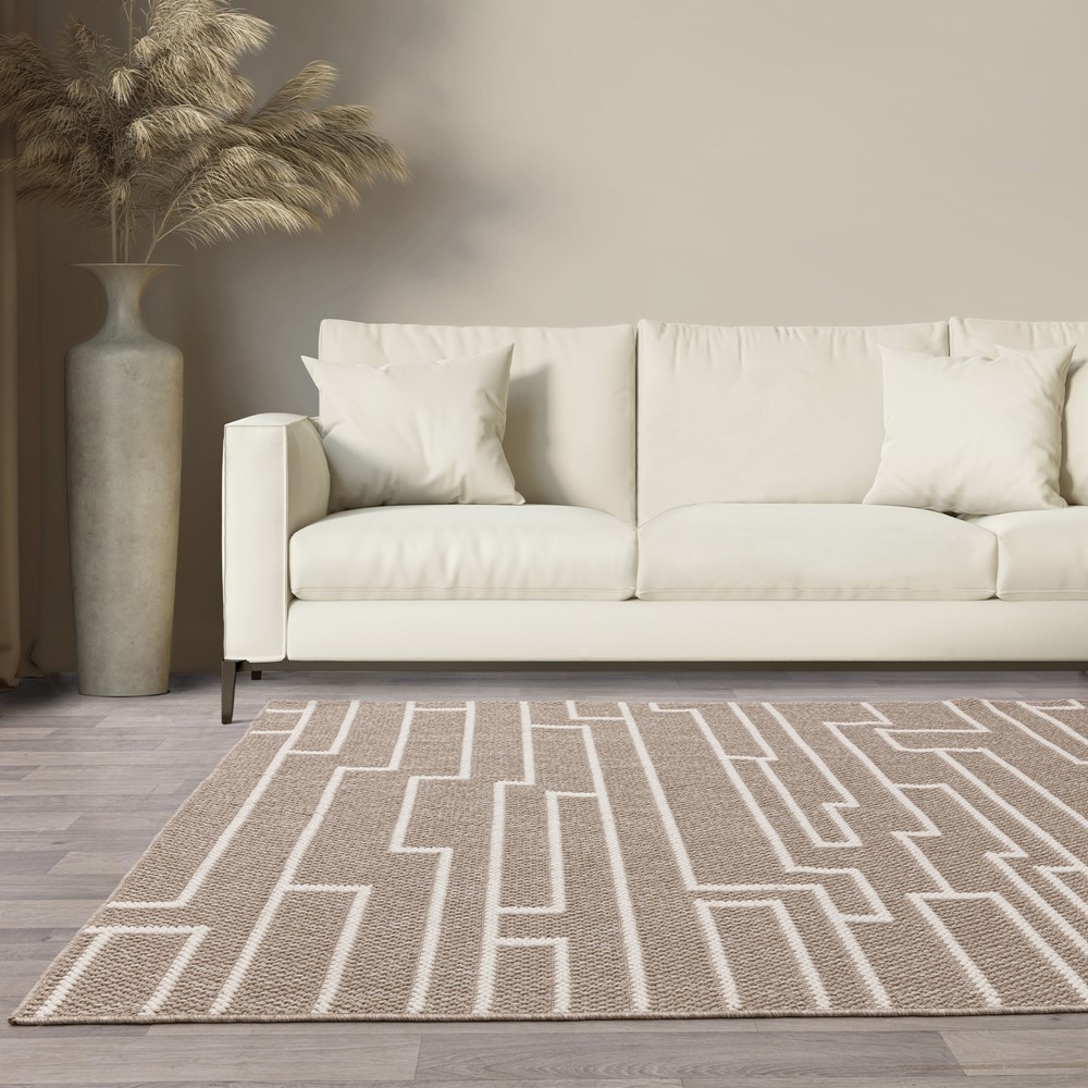 Camber Track Modern Textured Rugs in Sand Natural